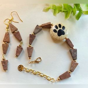 Dog Bracelet and Earrings Set. Perfect for Doggie Moms Special Bday Gift Set